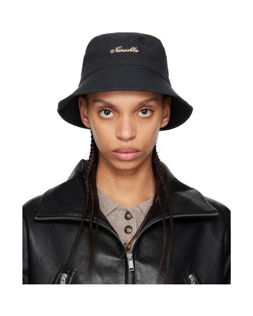 Nanushka Black Caran Bucket Hat