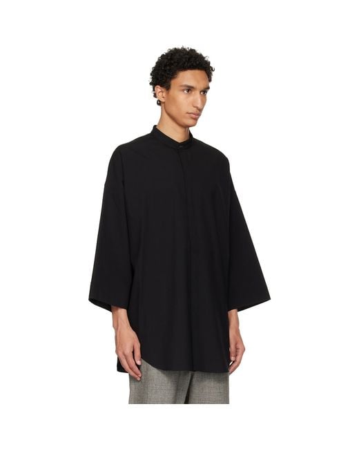 Fear Of God Black Cotton Wool Oxford Relaxed Short Sleeve Shirt for men