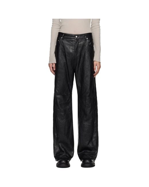 Rick Owens Black Temple Geth Leather Pants for men