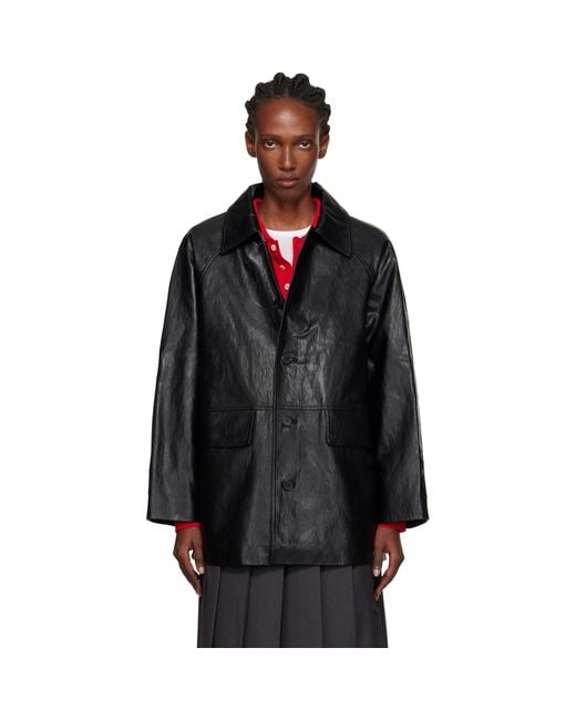 DUNST Black Lily Faux-Leather Half Jacket