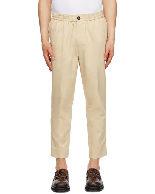 AMI Natural Beige Elasticized Trousers for men
