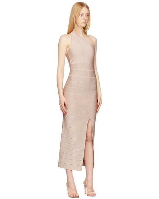 Hervé Léger Black Beige Bandage Icon Long Dress
