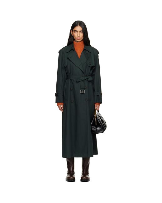 Dries Van Noten Black Double-Breasted Trench Coat