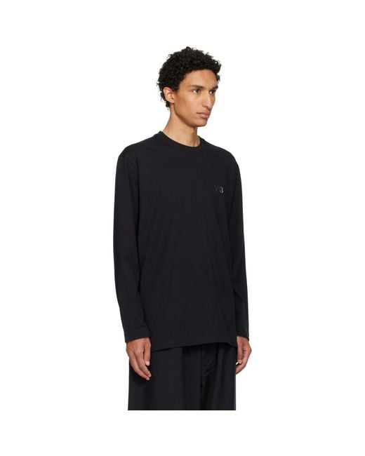 Y-3 Black Logo Long Sleeve T-Shirt for men