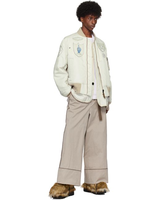 Blouson Aviateur Blanc Cassé À Écussons Édition Spiewak & Gonz Sacai pour homme en coloris White