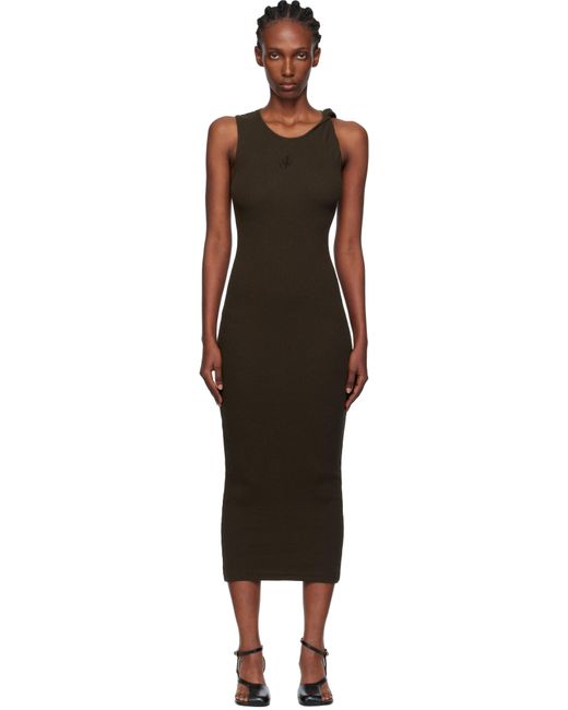JW Anderson Anchor Embroidery Twisted Strap Maxi Dress in Black | Lyst  Canada