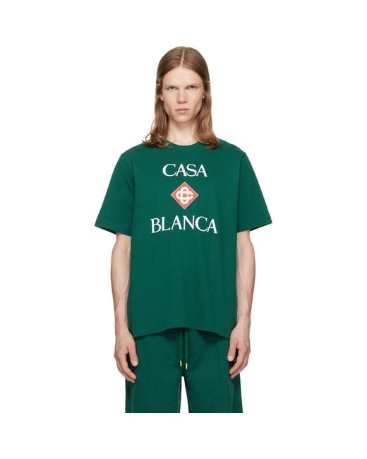 Casablanca Green Diamond Logo Short Sleeve T‑Shirt for men