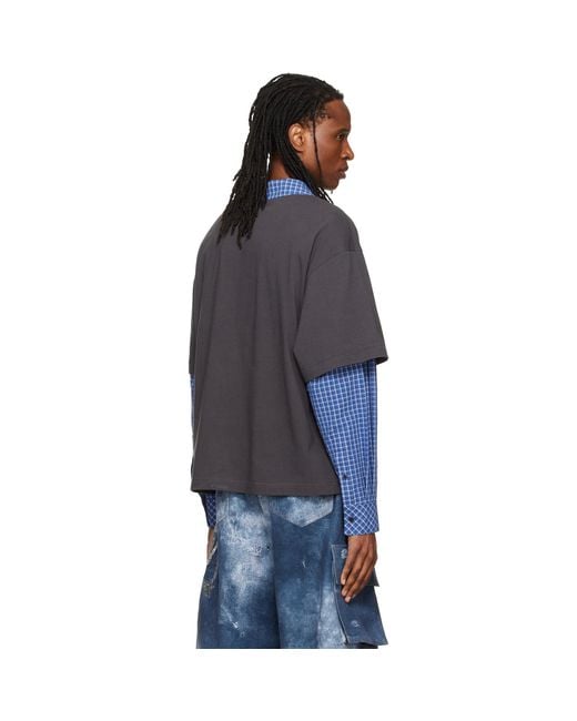 we11done Blue 'Se11Done' Layered Long-Sleeve Polo for men