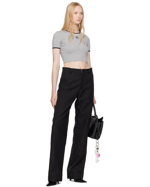 T-Shirt Écourté Gris En Jersey À Logo MARINE SERRE en coloris Black