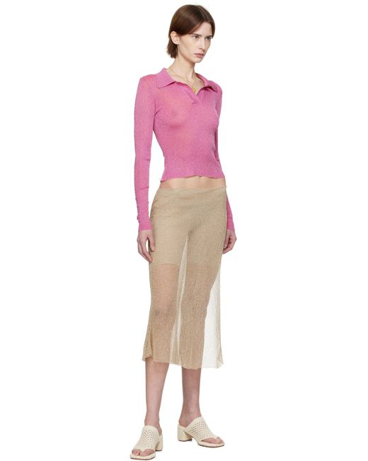 Isa Boulder Ssense Exclusive Metallic Long Sleeve Polo in Pink | Lyst