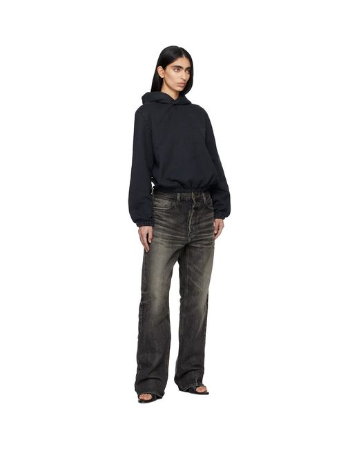 Fear Of God Black Sunfaded Classic Half Raglan Fleece Hoodie