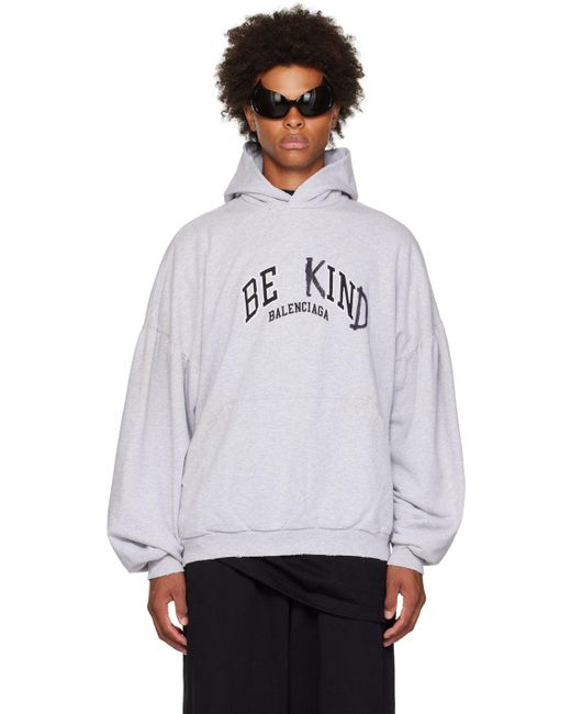 Balenciaga Gray be Kind Hoodie in White for Men Lyst