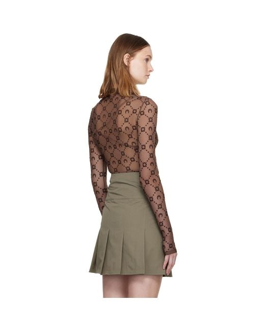 MARINE SERRE Brown Ssense Exclusive Moonogram Flock Ls Highneck Top