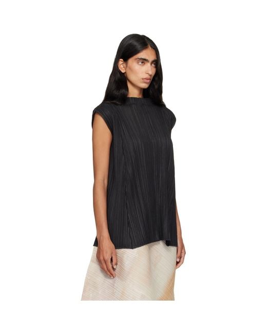Pleats Please Issey Miyake Black Mellow Pleats Top