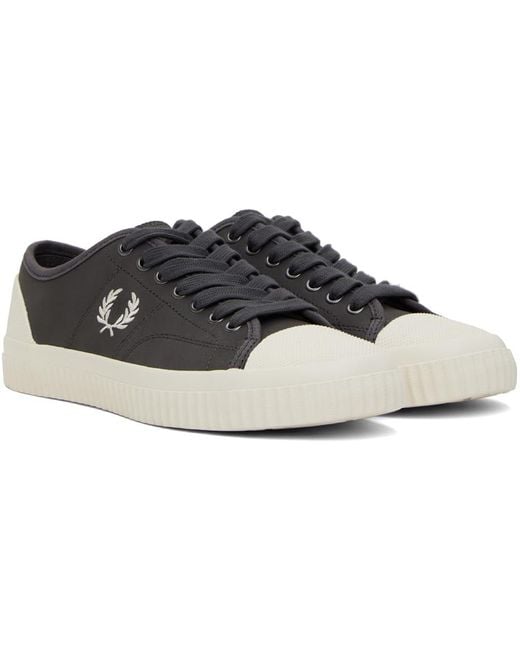Fred Perry Black Gray Low Hughes Sneakers for men