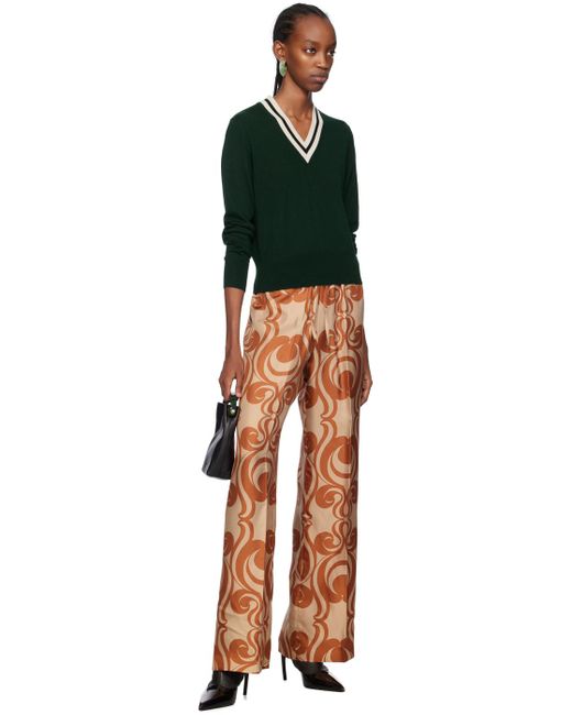 Pantalon brun à motif imprimé Dries Van Noten en coloris Multicolor
