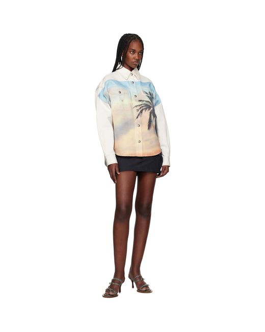 Palm Angels Black Off- Sunrise Palm Denim Overshirt