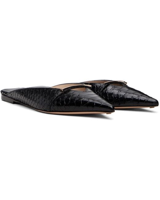 Tom Ford Black Printed Python Julianne Mule Flats