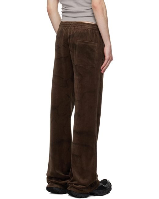 PRAYING Brown Velvet Flared Sweatpants for men
