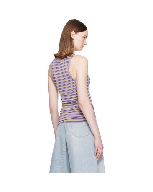 Rabanne Purple Striped Piercing Viscose Jersey Tank Top