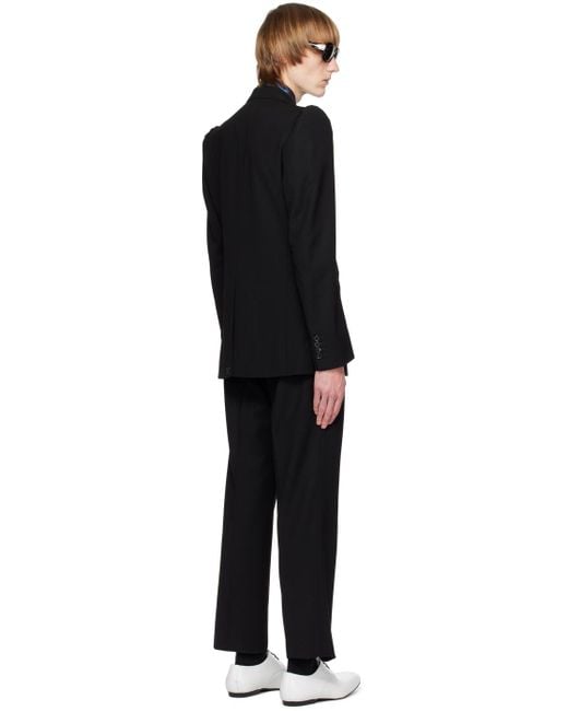 Dries Van Noten Black Peaked Lapel Suit for men