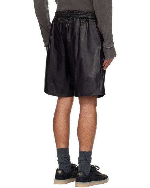 メンズ Amiri ブラック ライトウェイト レザーショートパンツ