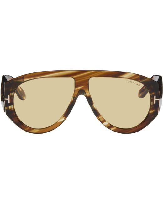 メンズ Tom Ford ブラウン Bronson サングラス Black
