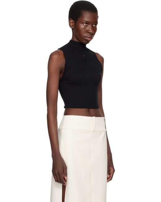 Courreges ブラック Light Rib モックネック クロップド トップス Black