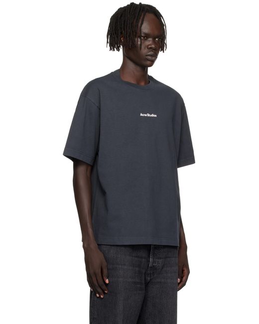 Acne Blue Stamp Logo Relaxed Fit T-Shirt for men