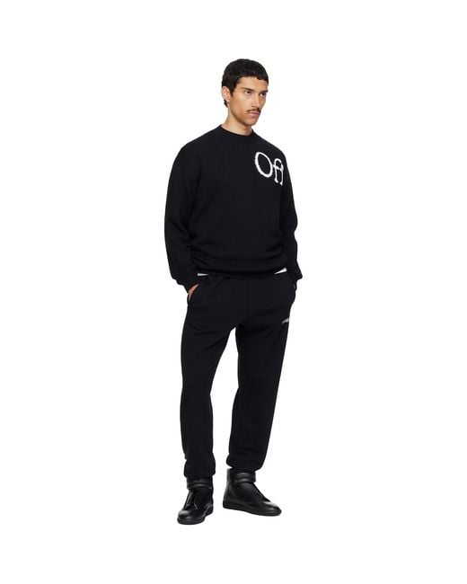 Off-White c/o Virgil Abloh Black 'Ow' Shared Logo Knit Crewneck Sweater for men