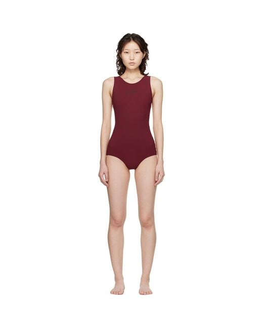 Jil Sander Red Burgundy Jersey Swimsuit