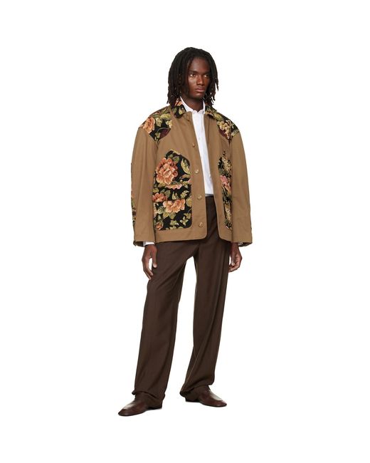 Simone Rocha Brown Khaki Patchwork Workwear Field Jacket for men