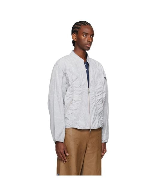 Adererror White Ruched Bomber Jacket for men