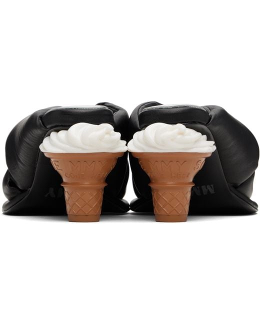 Maison Mihara Yasuhiro Black Soft Serve Heel Puffer Heeled Sandals