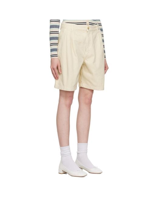 Maison Kitsuné Natural Off- Casual Pleated Bermuda Denim Shorts