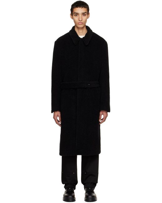 424 Black Faux-shearling Coat for Men | Lyst