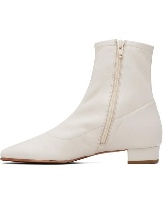 By Far Natural Este Leather Ankle Boots