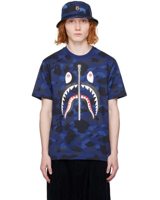 A Bathing Ape Blue Color Camo Shark T-shirt for men