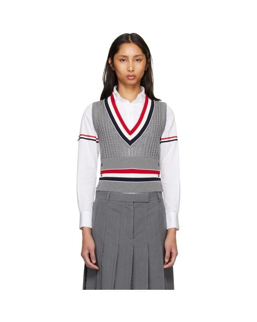 Thom Browne Multicolor Thom E Cricket Rwb Stripe Baby Ladder Cable Shrunken Vest