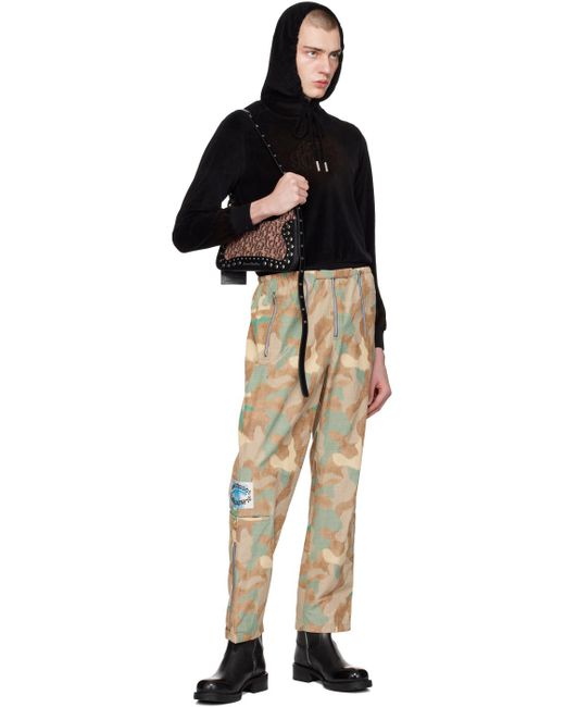 Acne Natural Beige & Green Camo Trousers for men