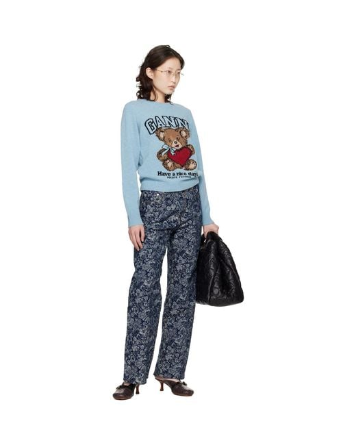 Ganni Black Graphic Wool Sweater