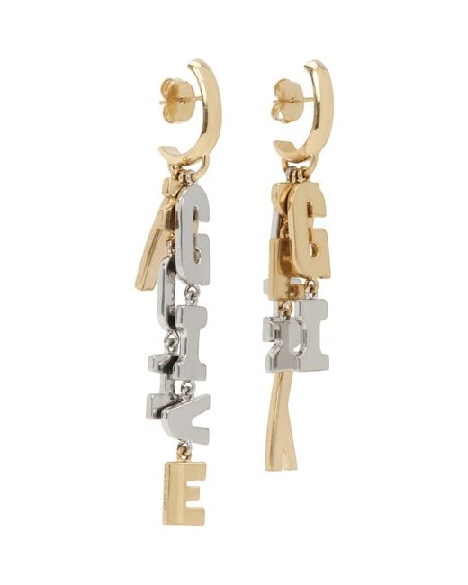 Givenchy Metallic Letters' Asymmetric Earrings