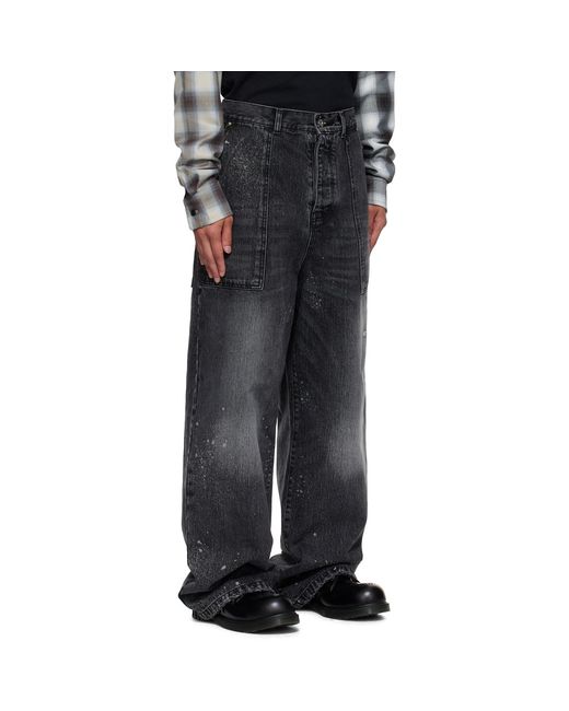 we11done Black Distressed Jeans for men