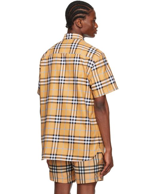 Burberry Natural Caxbridge Check-patterned Regular-fit Cotton-poplin Shirt for men