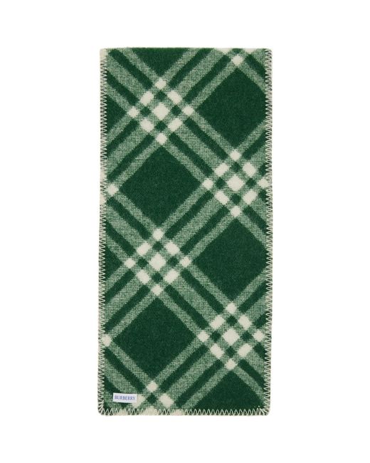 Burberry Green Check Wool Scarf