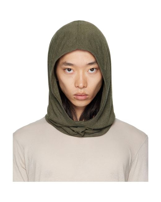 Rick Owens Green Concordians Knit Hood for men