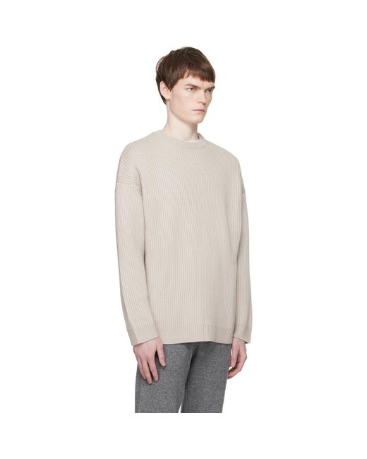 Entire studios Black Oversized Knit Crewneck Sweater for men