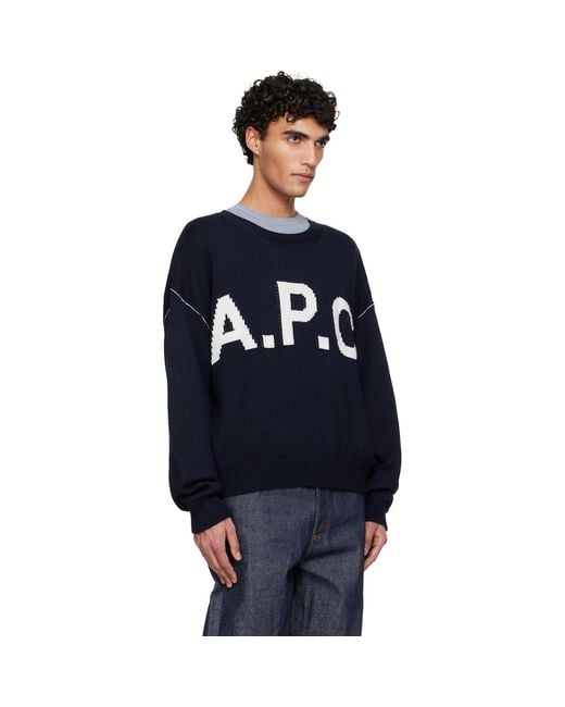 A.P.C. Blue Logo Sweater for men