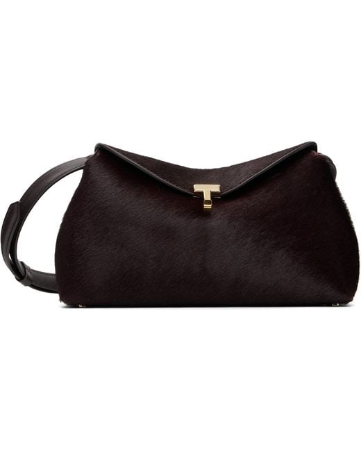 Totême  Black T-Lock Pony Hair Clutch
