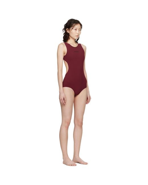 Jil Sander Red Burgundy Jersey Swimsuit